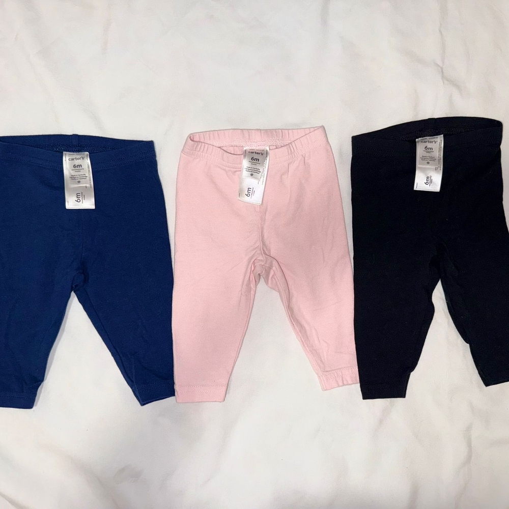 NEVER WORN GIRL Leggings Set - Pink, Blue, and Black SIZE 6M